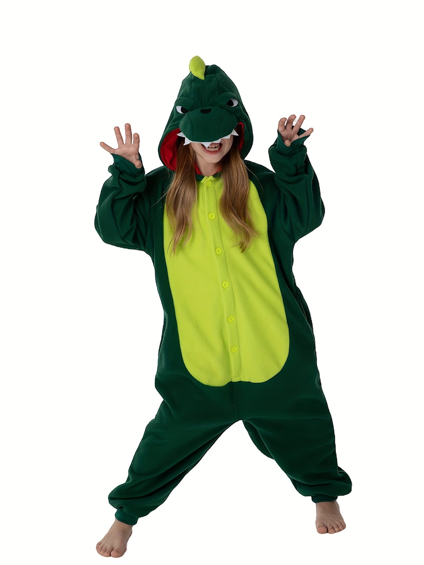 Charizard Kinderkostuum Onesie – Zachte Fleece Dierenpak met Vleugels & Capuchon – Verkleedpak voor Kinderen 4-10 Jaar