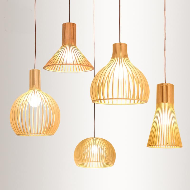Aziatische Bamboe Hanglamp Beige Klein/Groot Hangend