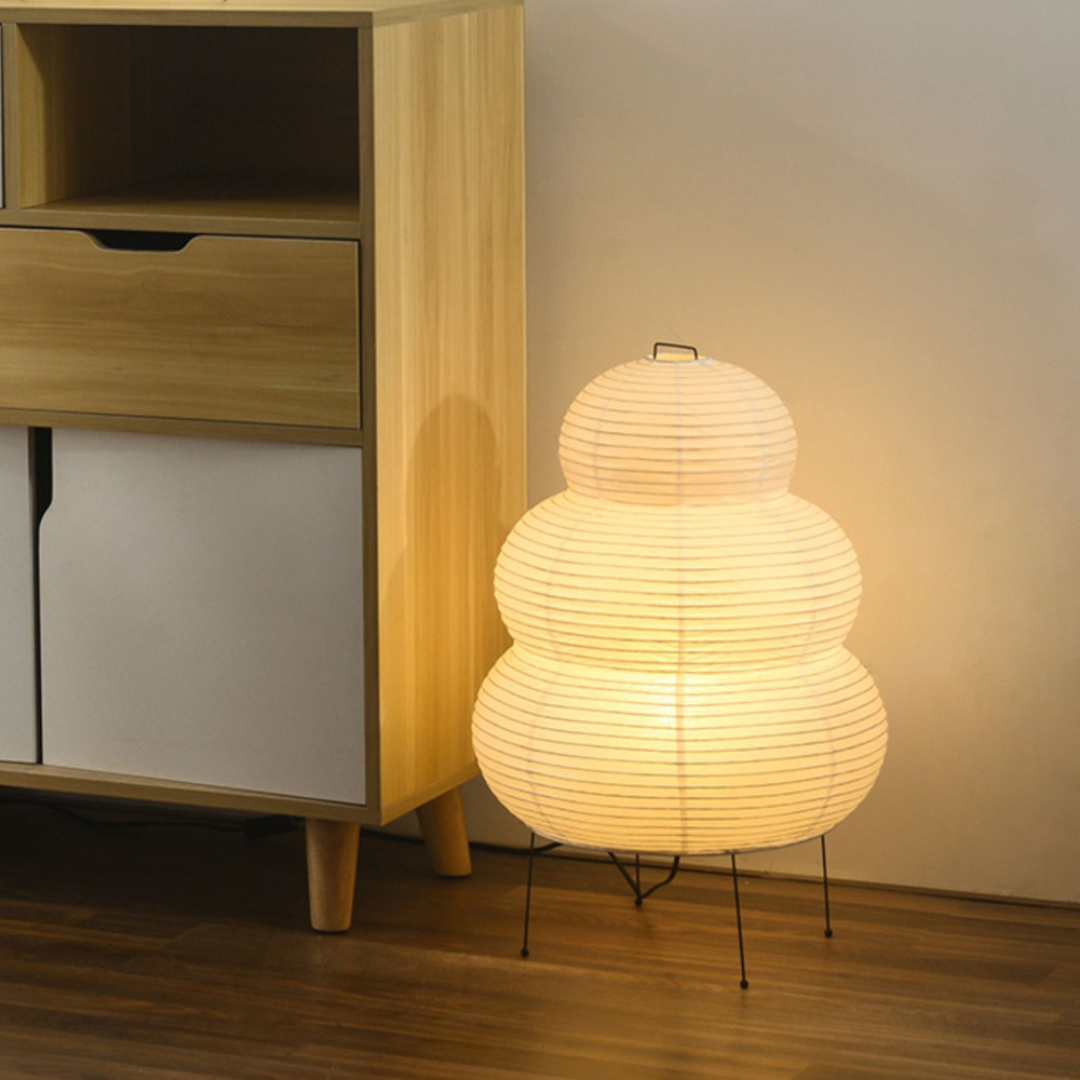 ZenGlow Japandi Rijstpapier Vloerlamp – Minimalistische Wabi-Sabi Sfeerverlichting