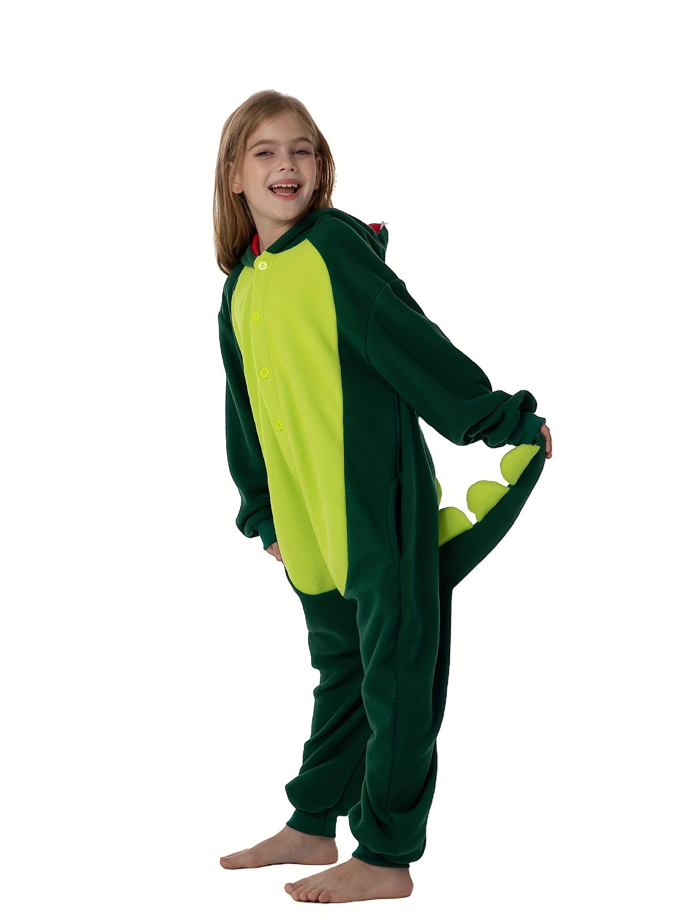 Charizard Kinderkostuum Onesie – Zachte Fleece Dierenpak met Vleugels & Capuchon – Verkleedpak voor Kinderen 4-10 Jaar