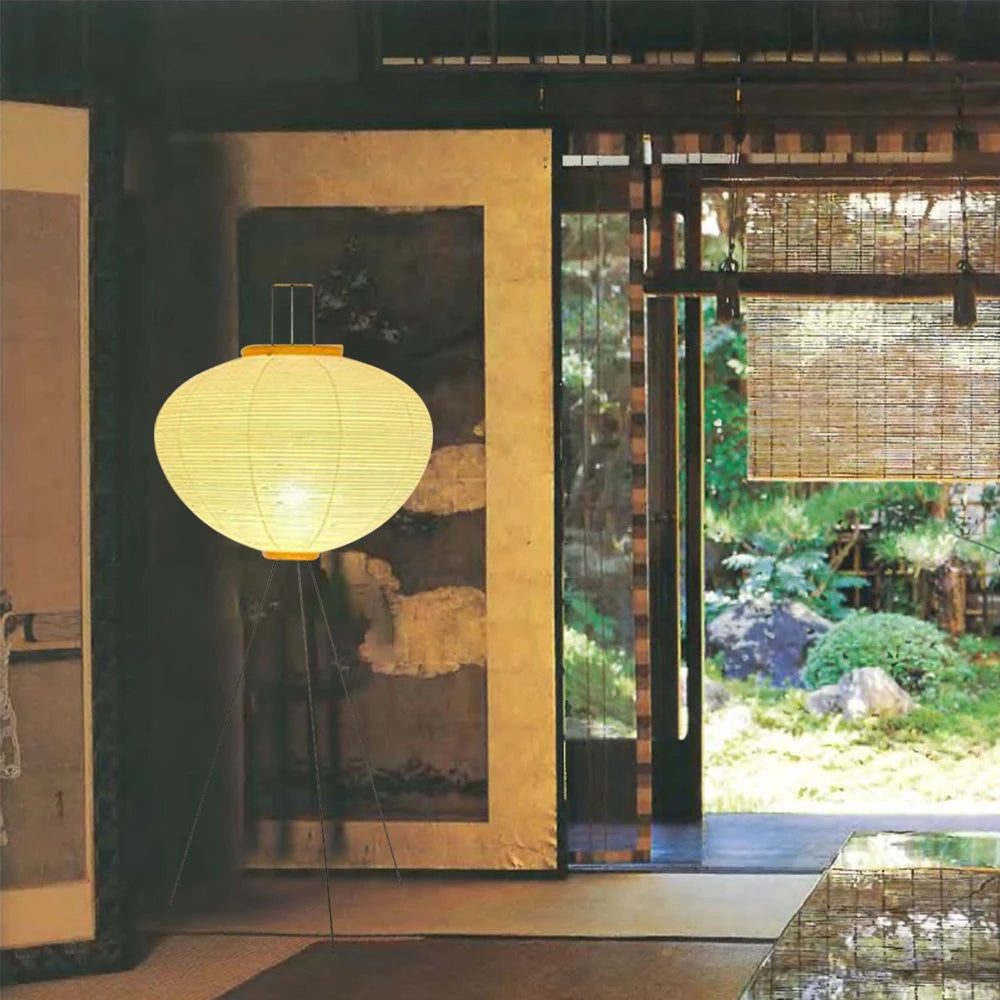 Moderne Japandi Lantaarn Vloerlamp – Handgemaakt Papieren Design – E27 Fitting – 123 cm – Sfeerverlichting voor Woonkamer & Slaapkamer