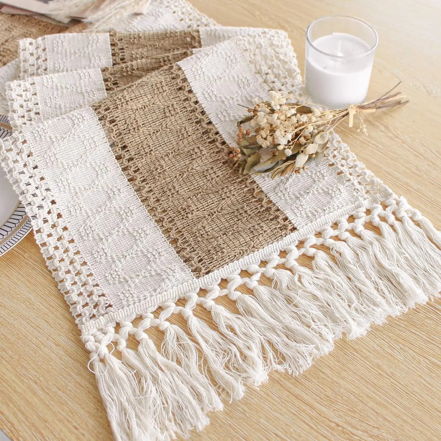 Tafelloper Voor Zomerhuisdecoratie Met Kwastjes
