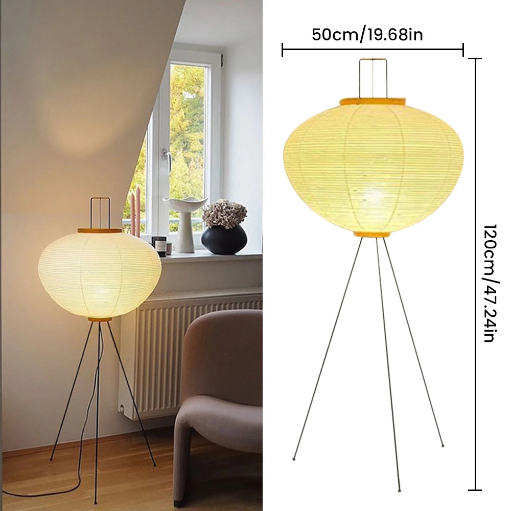 Moderne Japandi Lantaarn Vloerlamp – Handgemaakt Papieren Design – E27 Fitting – 123 cm – Sfeerverlichting voor Woonkamer & Slaapkamer