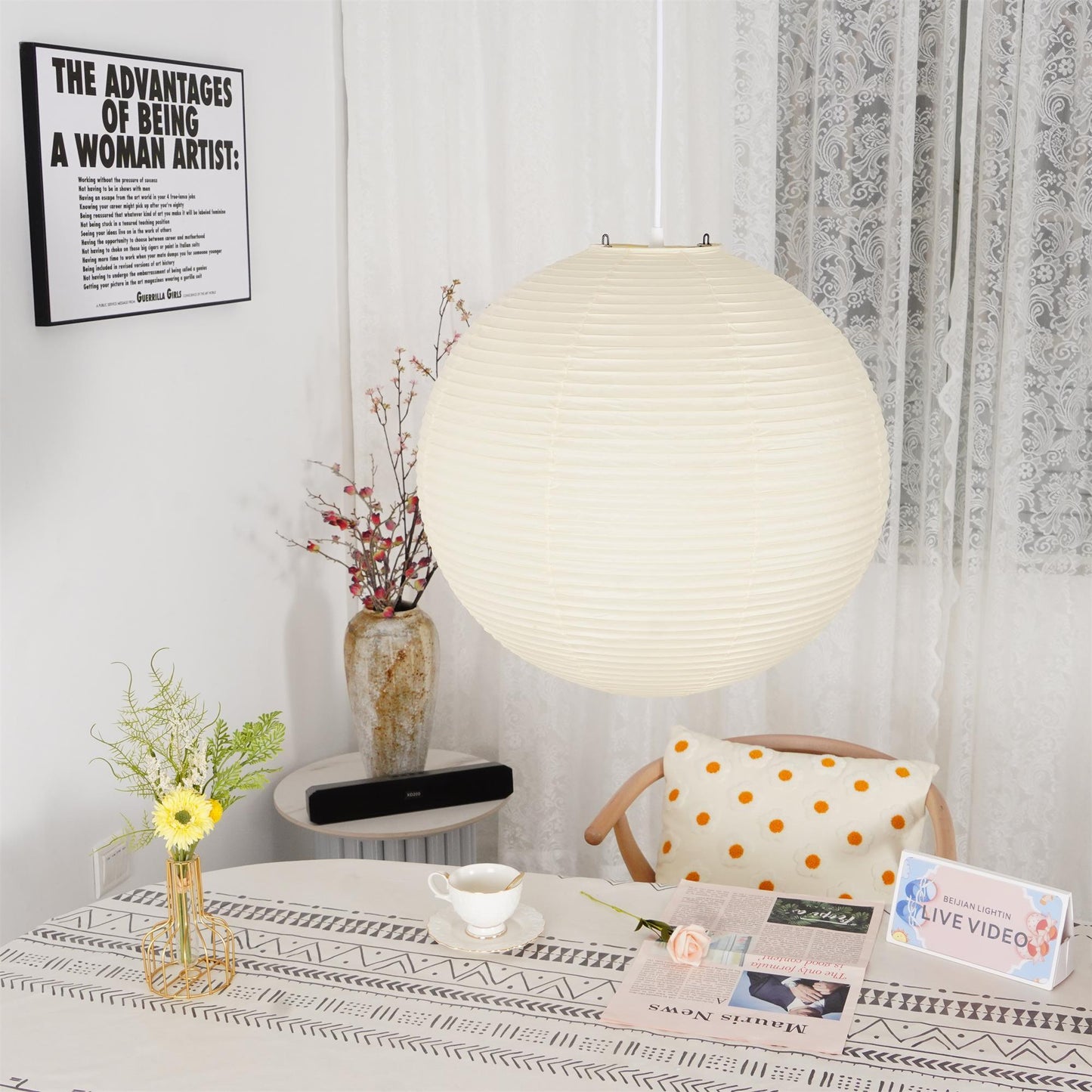 Akari A-serie Hanglamp – Japanse Papieren Lantaarn – Mid-Century Modern – E27 Fitting – Diverse Maten