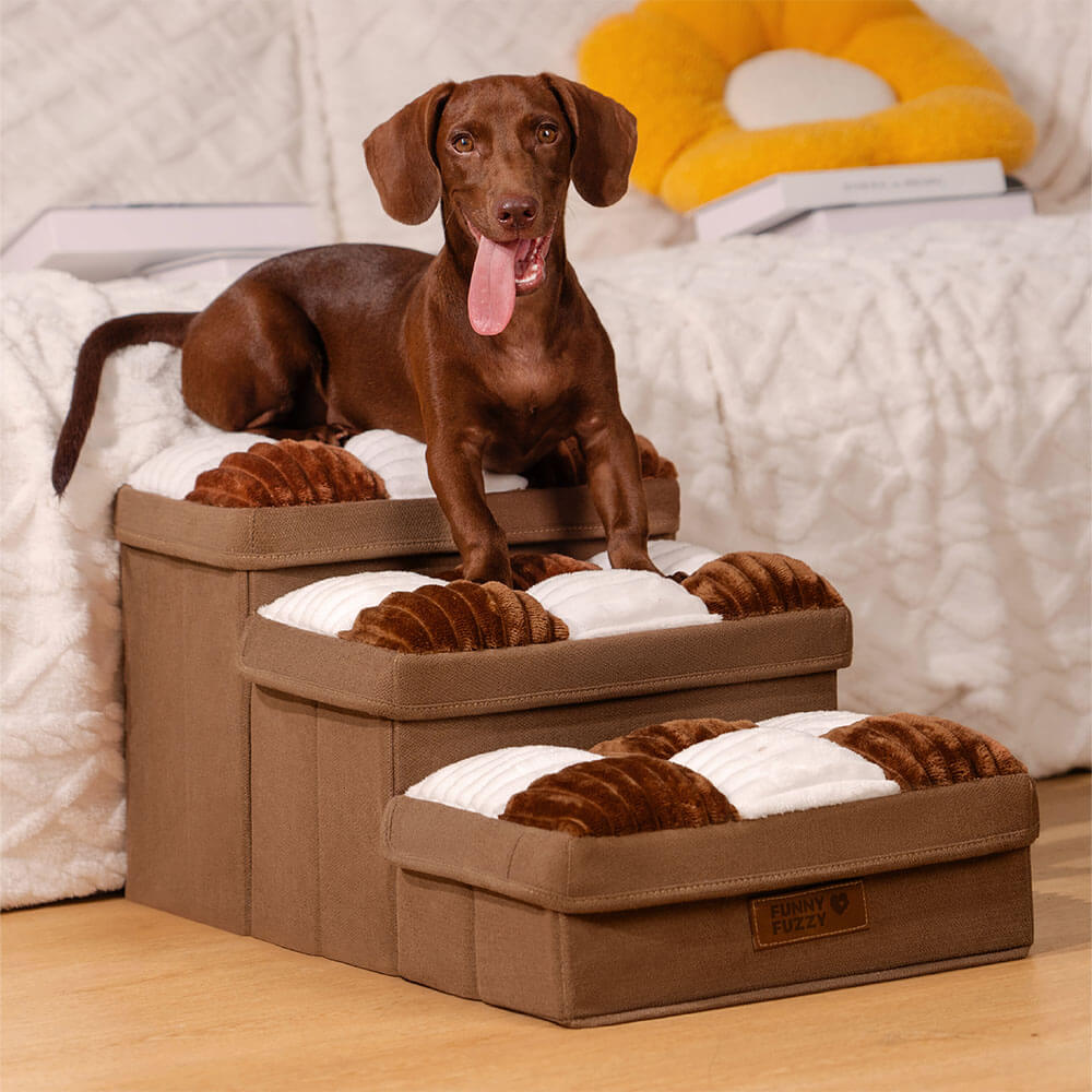 NapSteps Luxe Hondentrap met Opbergruimte – 2 of 3 Treden, Schachtdesign, Antislip & Zacht Kussen (tot 20 kg)