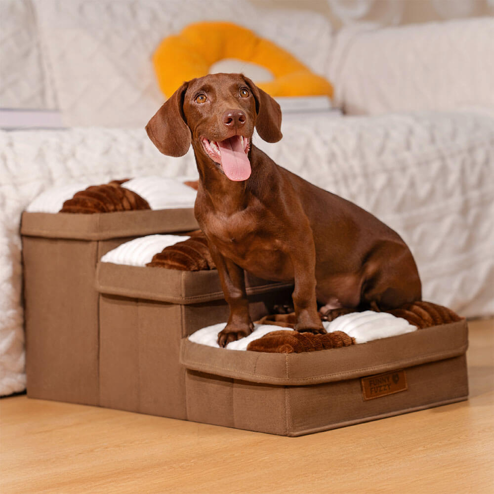 NapSteps Luxe Hondentrap met Opbergruimte – 2 of 3 Treden, Schachtdesign, Antislip & Zacht Kussen (tot 20 kg)