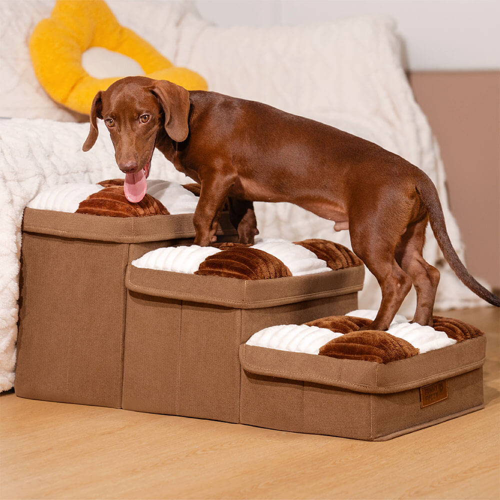 NapSteps Luxe Hondentrap met Opbergruimte – 2 of 3 Treden, Schachtdesign, Antislip & Zacht Kussen (tot 20 kg)