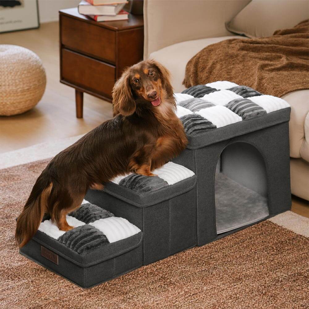 NapSteps Luxe Hondentrap met Opbergruimte – 2 of 3 Treden, Schachtdesign, Antislip & Zacht Kussen (tot 20 kg)