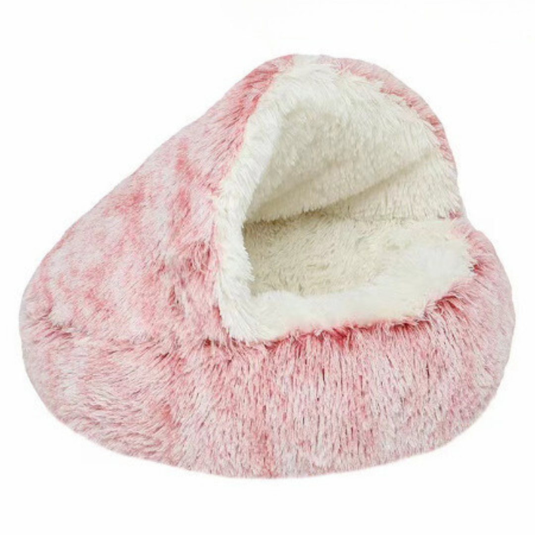 2-in-1 Kattenbed met Overkapping – Wasbaar Pluche Kattenhol voor Warmte, Comfort & Privacy