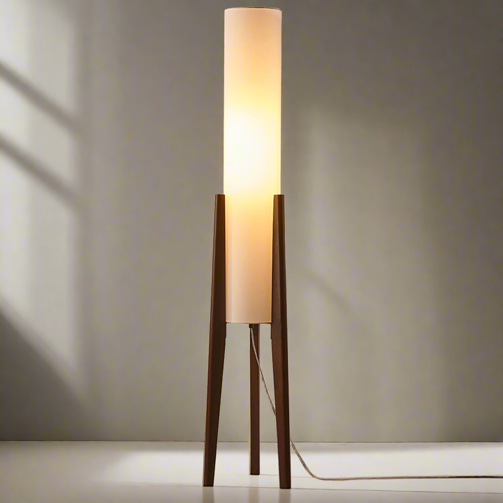 Walnoot vloerlamp Massief houten kunstlamp