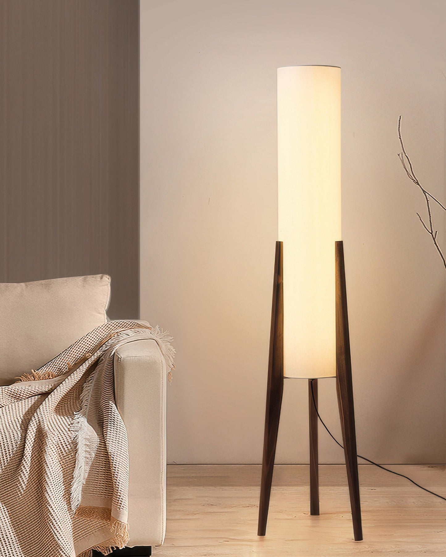 Walnoot vloerlamp Massief houten kunstlamp