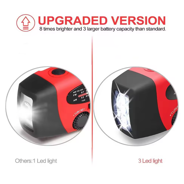 Noodradio op Zonne-energie – Met Handcrank, USB Powerbank & LED Zaklamp, AM/FM voor Outdoor en Noodsituaties
