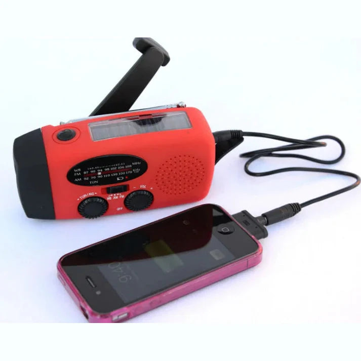 Noodradio op Zonne-energie – Met Handcrank, USB Powerbank & LED Zaklamp, AM/FM voor Outdoor en Noodsituaties