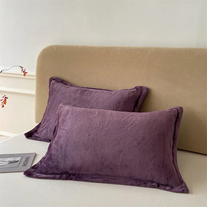 Set van 2 Fluwelen Kussenslopen – 48x74 cm, Zachte Flanel Stof met Rits, Luxe & Comfort voor Slaapkamer