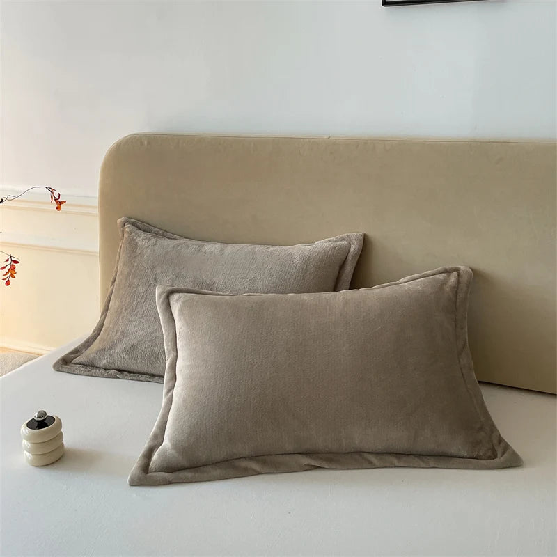 Set van 2 Fluwelen Kussenslopen – 48x74 cm, Zachte Flanel Stof met Rits, Luxe & Comfort voor Slaapkamer