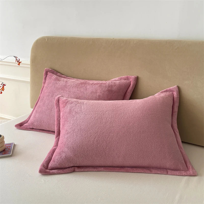 Set van 2 Fluwelen Kussenslopen – 48x74 cm, Zachte Flanel Stof met Rits, Luxe & Comfort voor Slaapkamer