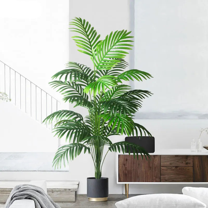 Grote Kunstmatige Palmboom Tropische Nep Planten Groene Plastic Palmbladeren