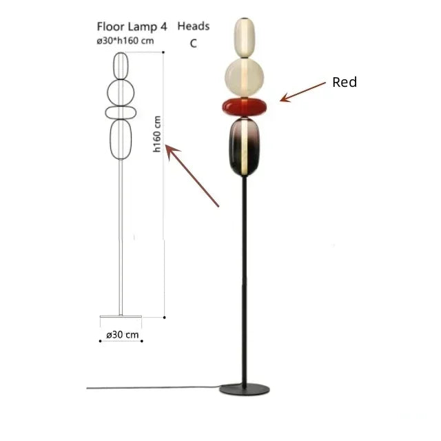 Italiaanse Design Vloerlamp – Gekleurd Glas & LED – Modern & Creatief – Voor Woonkamer, Slaapkamer & Studieruimte