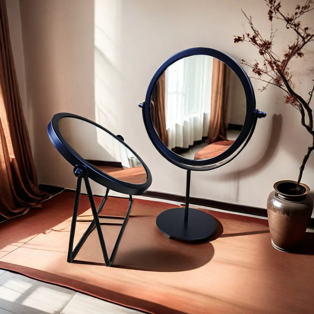 360 Graden Roteren Ijzeren Desktop Spiegel Textuur Dames Make-Up Spiegel