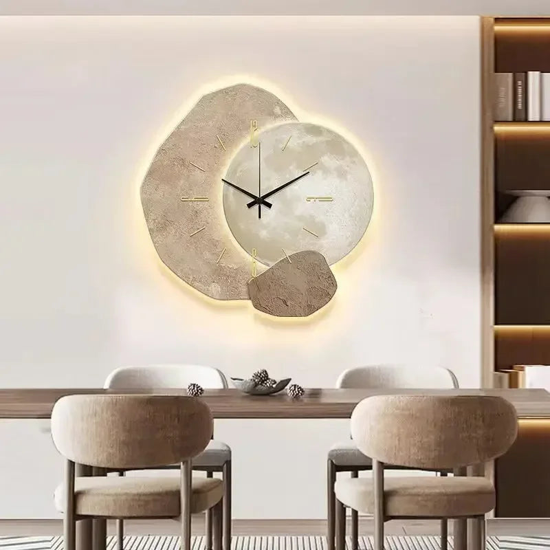 Moderne en esthetische creatieve decoratieve lichtgevende wandklok