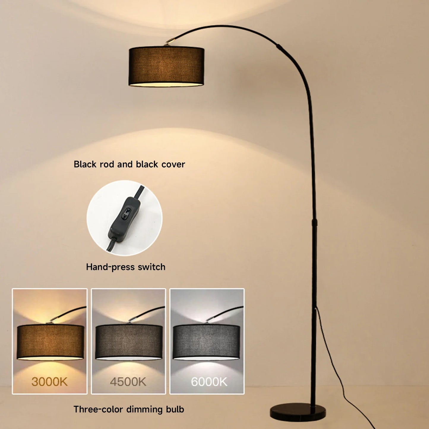 Telescopische Booglamp – Verstelbare Staande Lamp – 12W LED Dimbaar – Modern Design voor Woonkamer & Slaapkamer