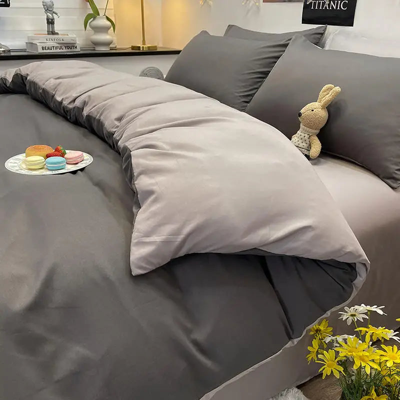 Donkergrijs Kleur Dekbedovertrek Dubbele Size funda nordica cama