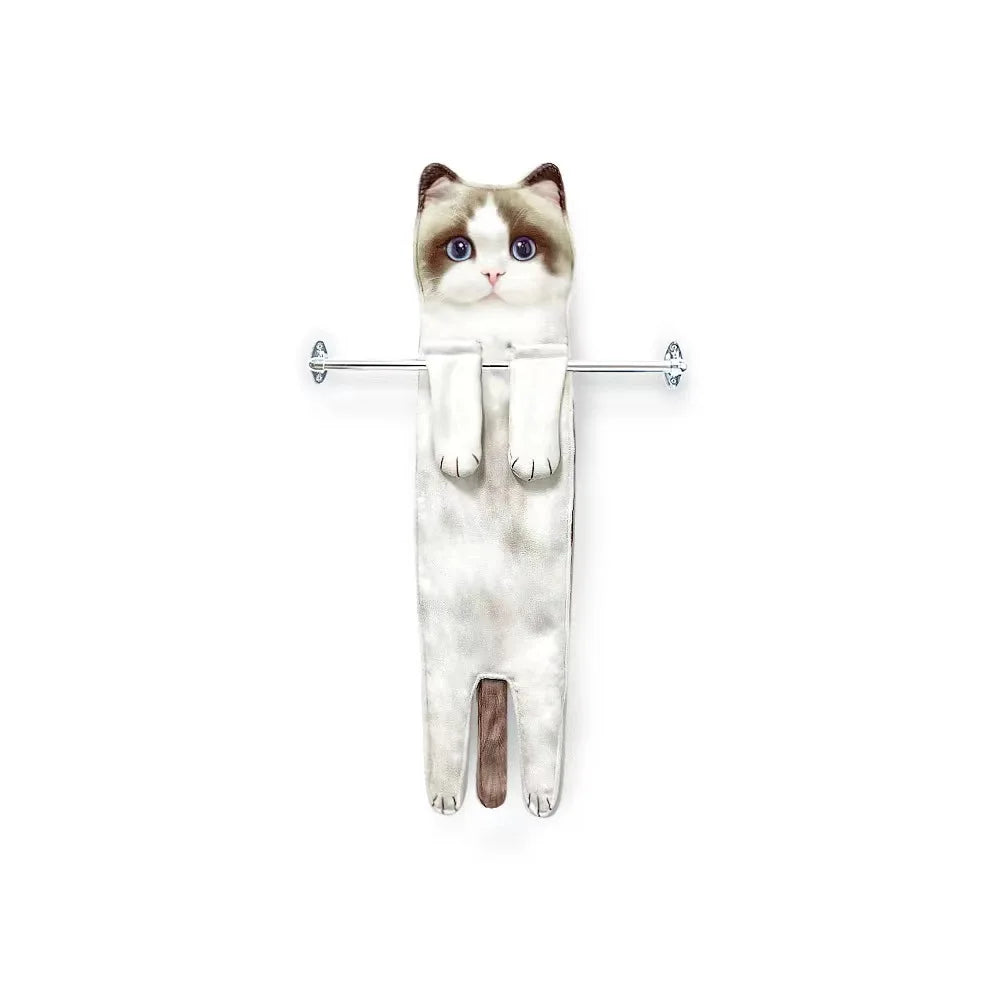 Grappige Kat Handdoekjes Badkamer Handdoek Met Hangende Lussen Snel Droog