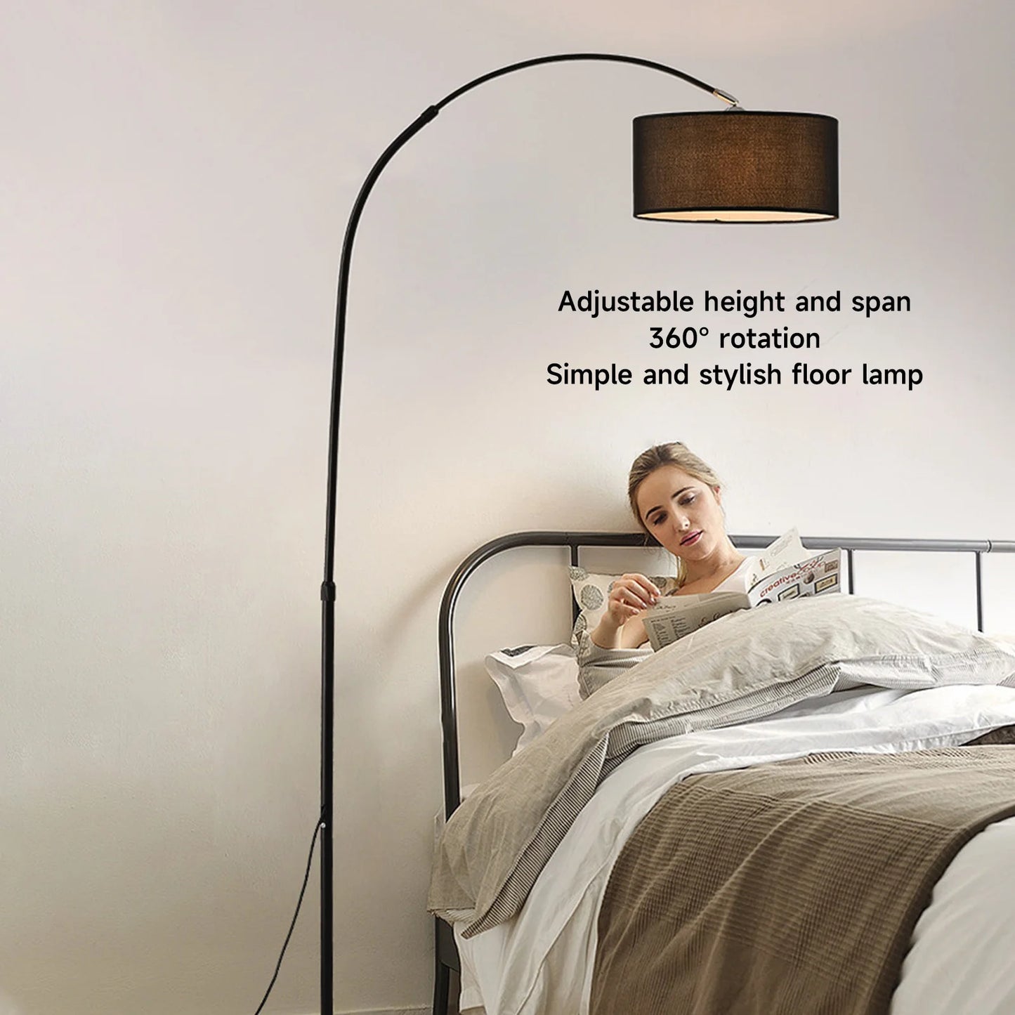 Telescopische Booglamp – Verstelbare Staande Lamp – 12W LED Dimbaar – Modern Design voor Woonkamer & Slaapkamer