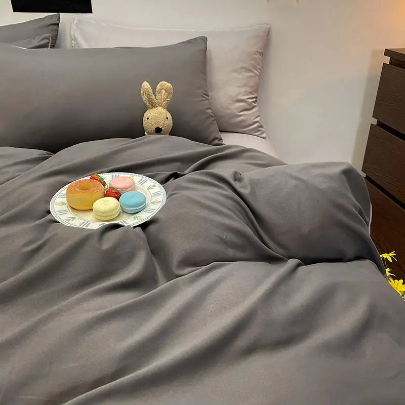 Donkergrijs Kleur Dekbedovertrek Dubbele Size funda nordica cama