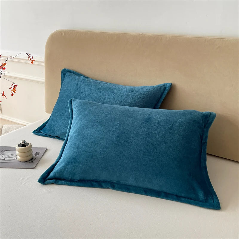 Set van 2 Fluwelen Kussenslopen – 48x74 cm, Zachte Flanel Stof met Rits, Luxe & Comfort voor Slaapkamer