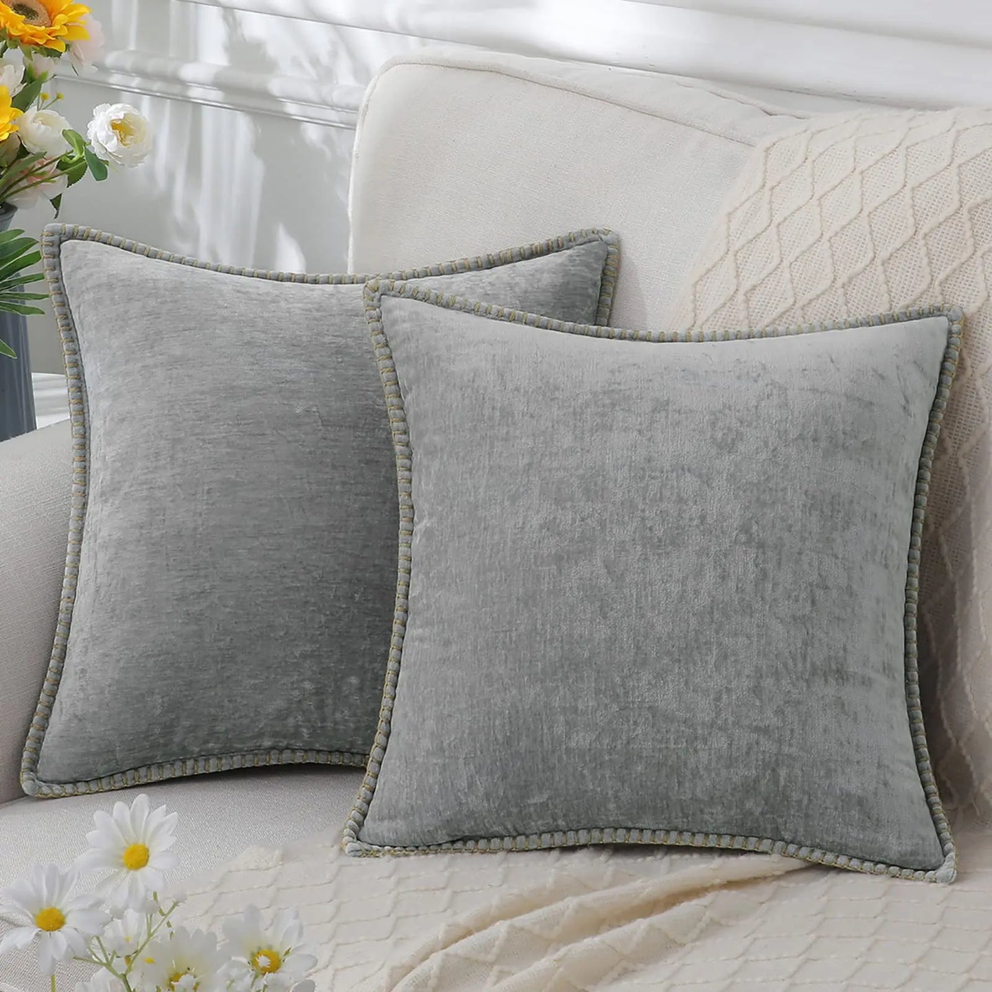Olanly Chenille Kussenhoes Bank Decoratieve Sierkussensloop Zachte Luxe