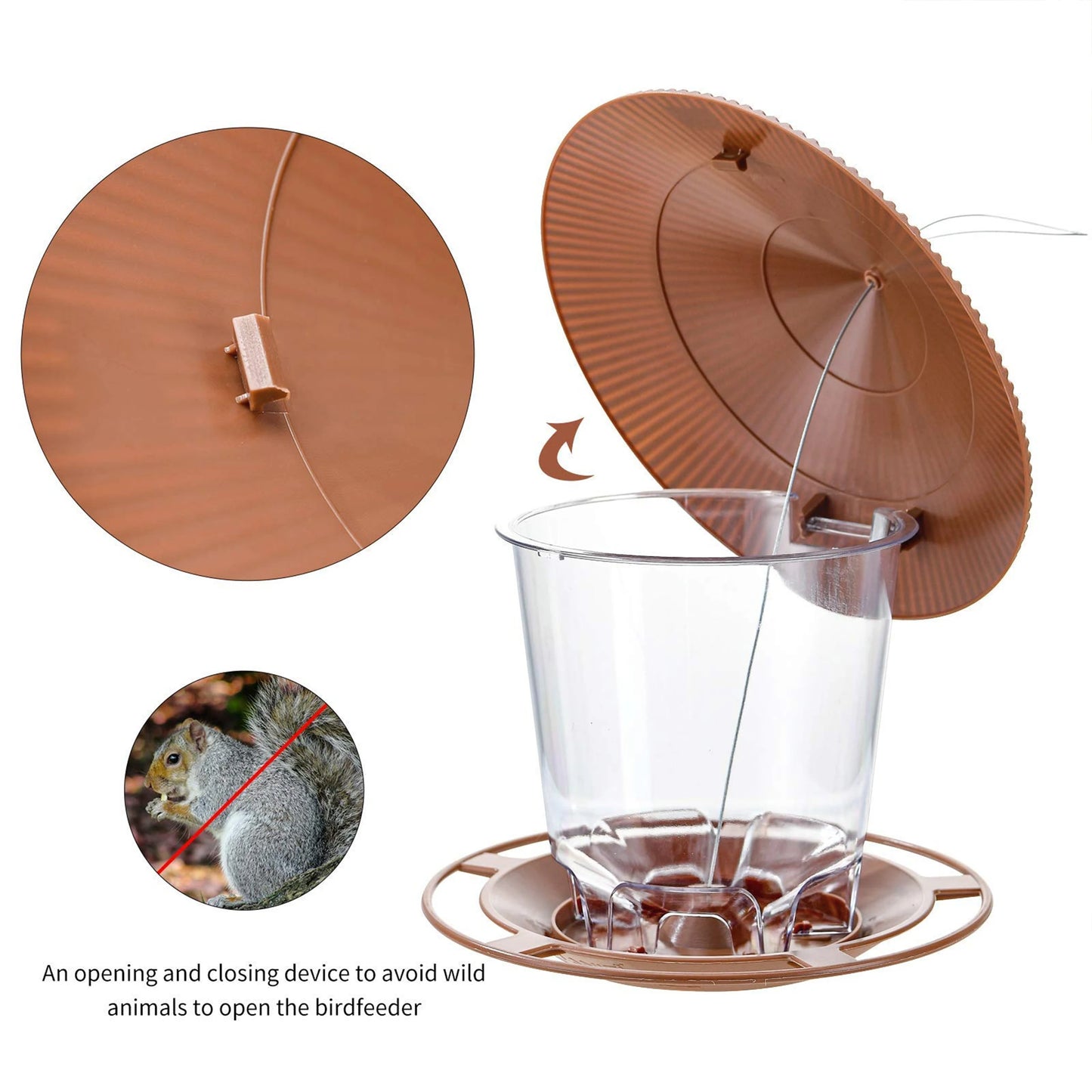 Vogelvoeder voor Buiten – Squirrel Proof Design – 820ml Capaciteit – Doorzichtig Plastic – Voor Tuin & Balkon – Eenvoudig te Vullen