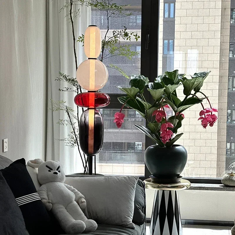 Italiaanse Design Vloerlamp – Gekleurd Glas & LED – Modern & Creatief – Voor Woonkamer, Slaapkamer & Studieruimte