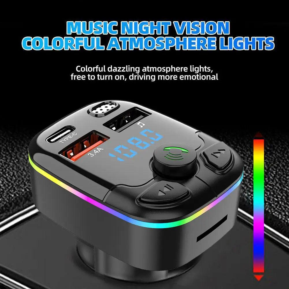 Bluetooth FM Transmitter Auto – MP3 Speler met Dubbele USB, 3.1A Snellader – Ondersteuning TF/USB – CVC Ruisonderdrukking – 12V/24V
