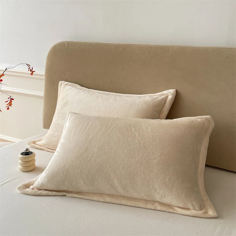 Set van 2 Fluwelen Kussenslopen – 48x74 cm, Zachte Flanel Stof met Rits, Luxe & Comfort voor Slaapkamer