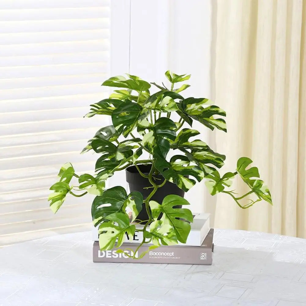 Kunst Monstera 40 cm in sierpot zwart