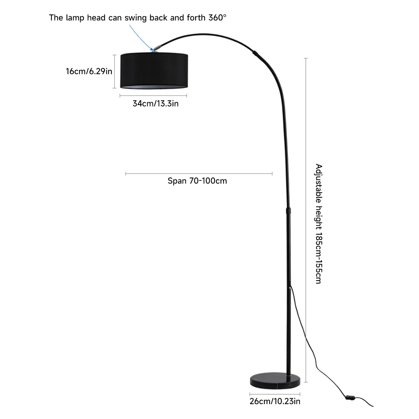Telescopische Booglamp – Verstelbare Staande Lamp – 12W LED Dimbaar – Modern Design voor Woonkamer & Slaapkamer