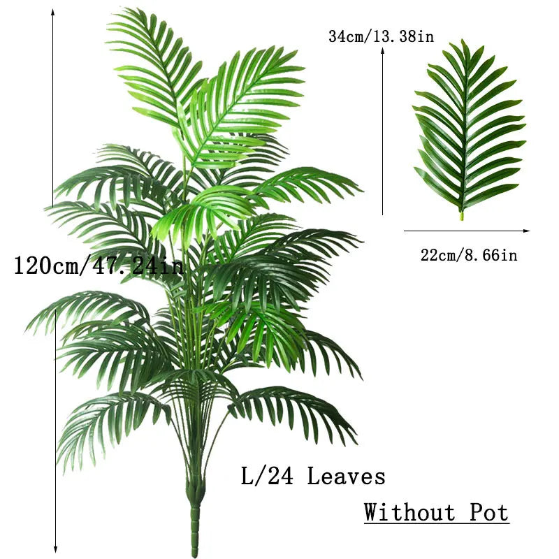 Grote Kunstmatige Palmboom Tropische Nep Planten Groene Plastic Palmbladeren