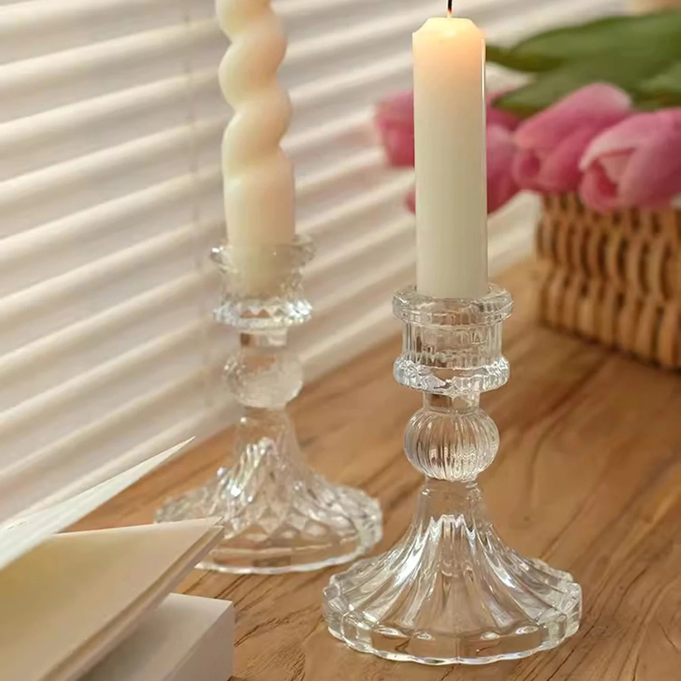 Retro transparante glazen paal kaarshouder DIY thuis hotel diner bij kaarslicht