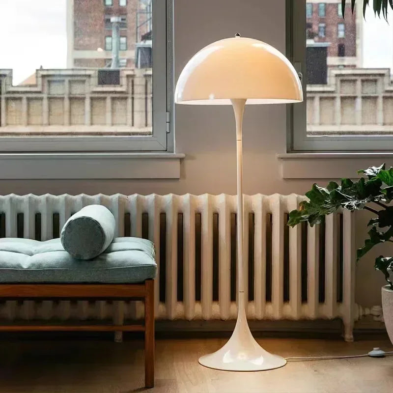 Nordic Deens Design LED Paddenstoel Vloerlamp – Glas & IJzer – 21-30W – Voor Woonkamer, Slaapkamer & Foyer