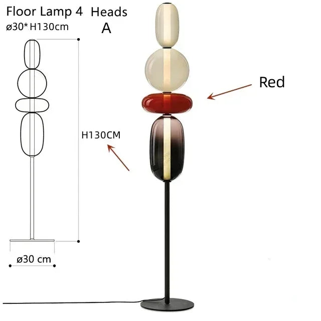 Italiaanse Design Vloerlamp – Gekleurd Glas & LED – Modern & Creatief – Voor Woonkamer, Slaapkamer & Studieruimte