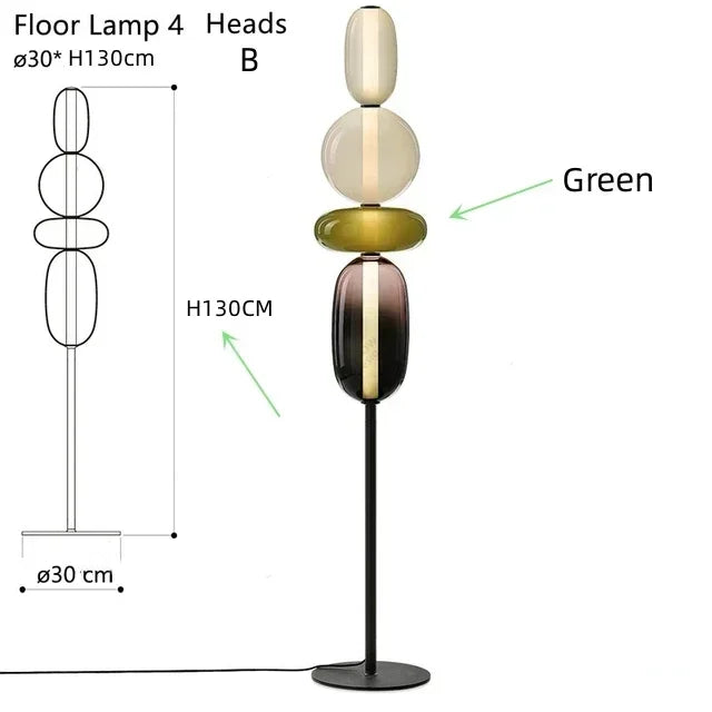 Italiaanse Design Vloerlamp – Gekleurd Glas & LED – Modern & Creatief – Voor Woonkamer, Slaapkamer & Studieruimte