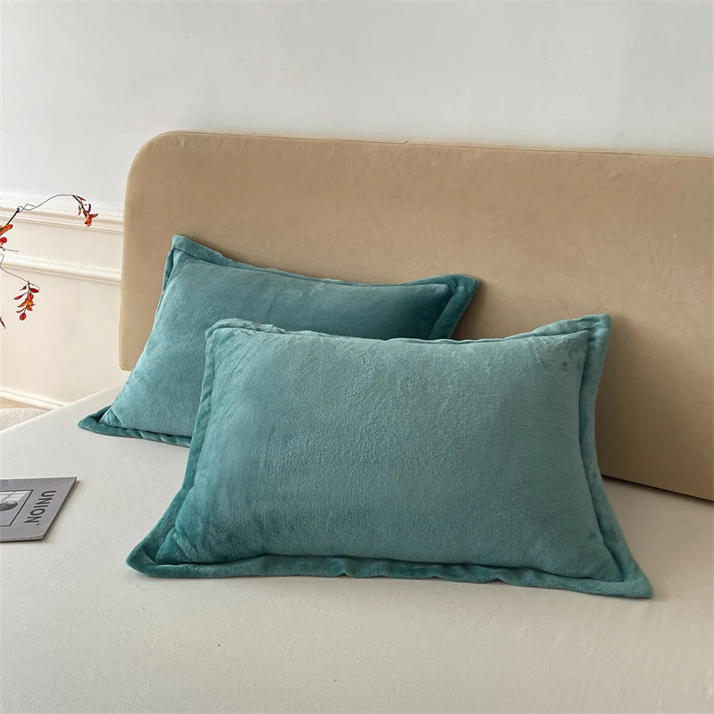 Set van 2 Fluwelen Kussenslopen – 48x74 cm, Zachte Flanel Stof met Rits, Luxe & Comfort voor Slaapkamer