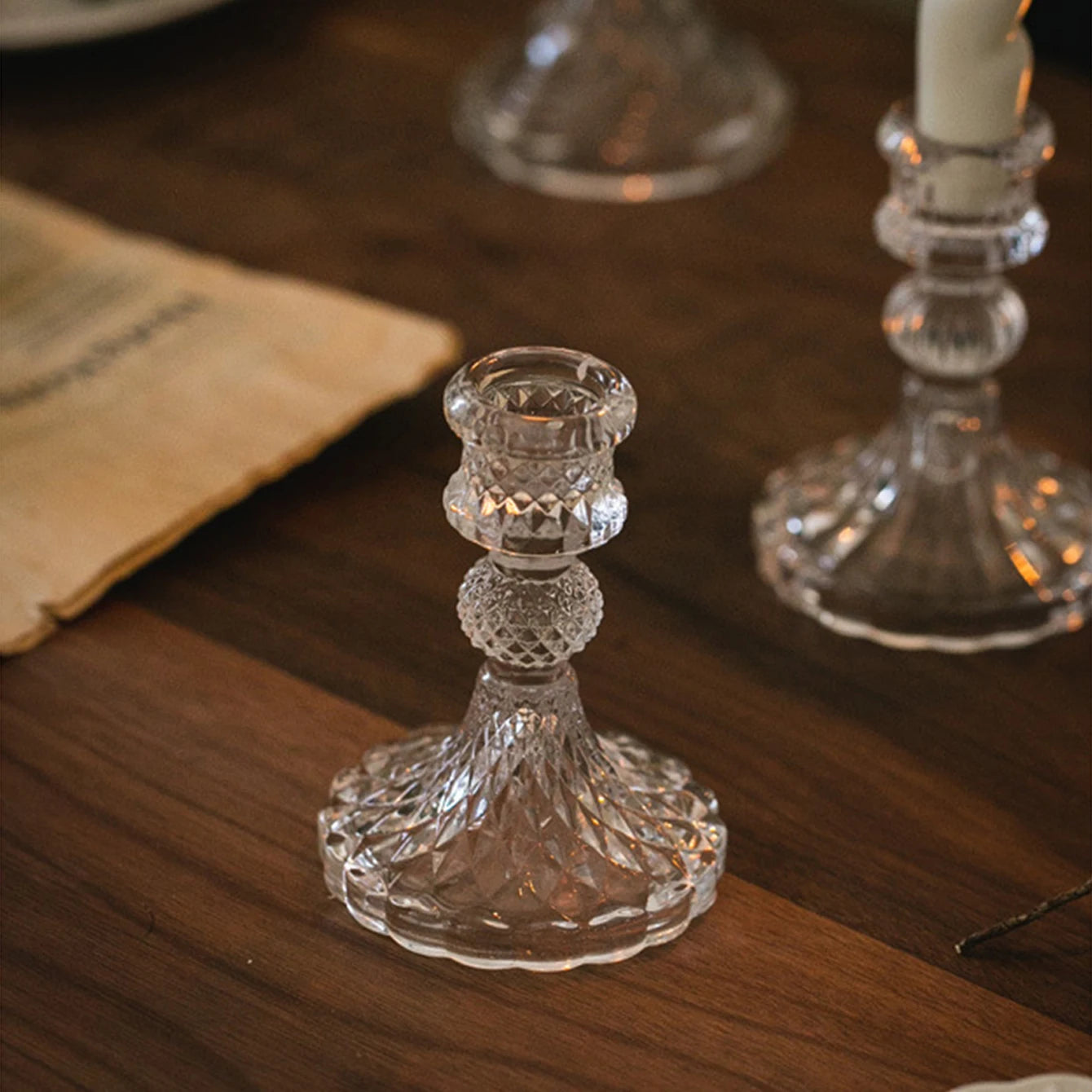 Retro transparante glazen paal kaarshouder DIY thuis hotel diner bij kaarslicht