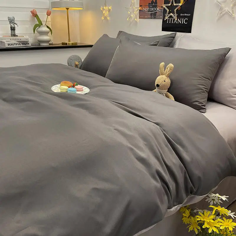 Donkergrijs Kleur Dekbedovertrek Dubbele Size funda nordica cama