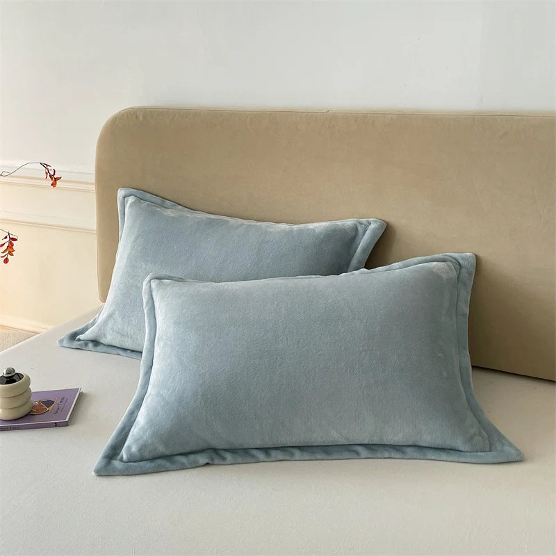 Set van 2 Fluwelen Kussenslopen – 48x74 cm, Zachte Flanel Stof met Rits, Luxe & Comfort voor Slaapkamer