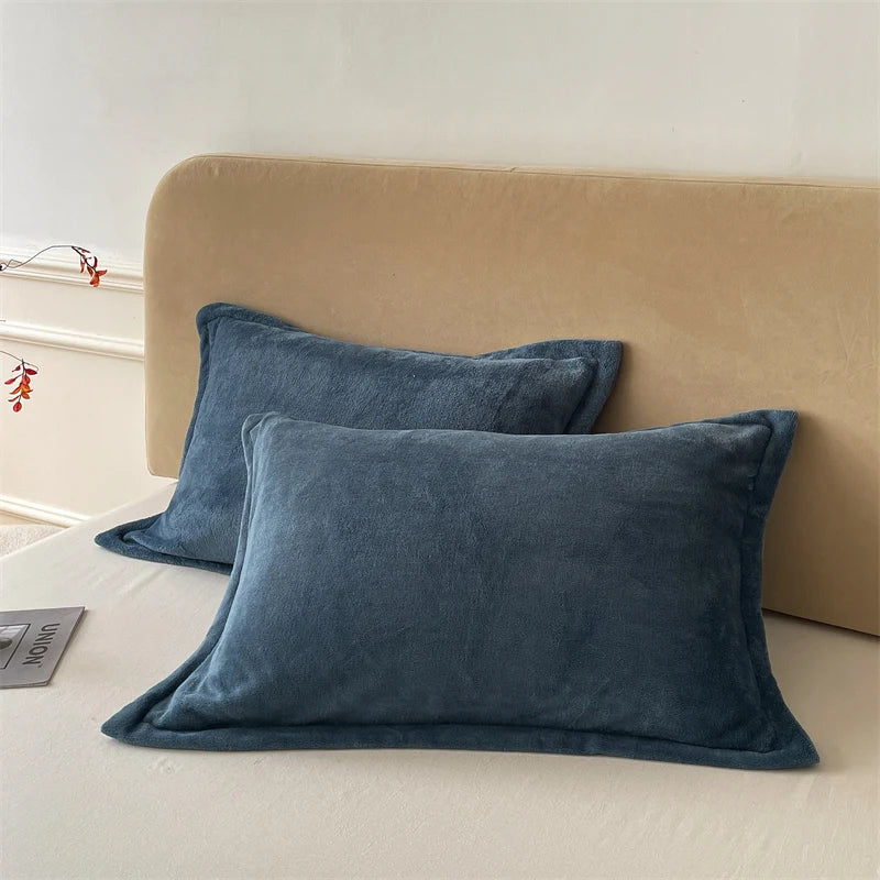Set van 2 Fluwelen Kussenslopen – 48x74 cm, Zachte Flanel Stof met Rits, Luxe & Comfort voor Slaapkamer