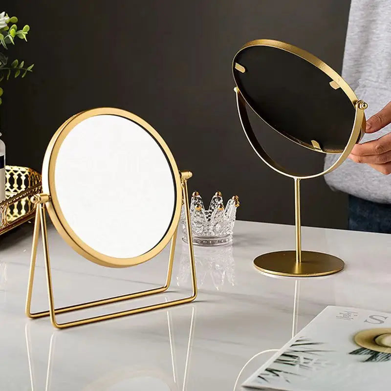 360 Graden Roteren Ijzeren Desktop Spiegel Textuur Dames Make-Up Spiegel