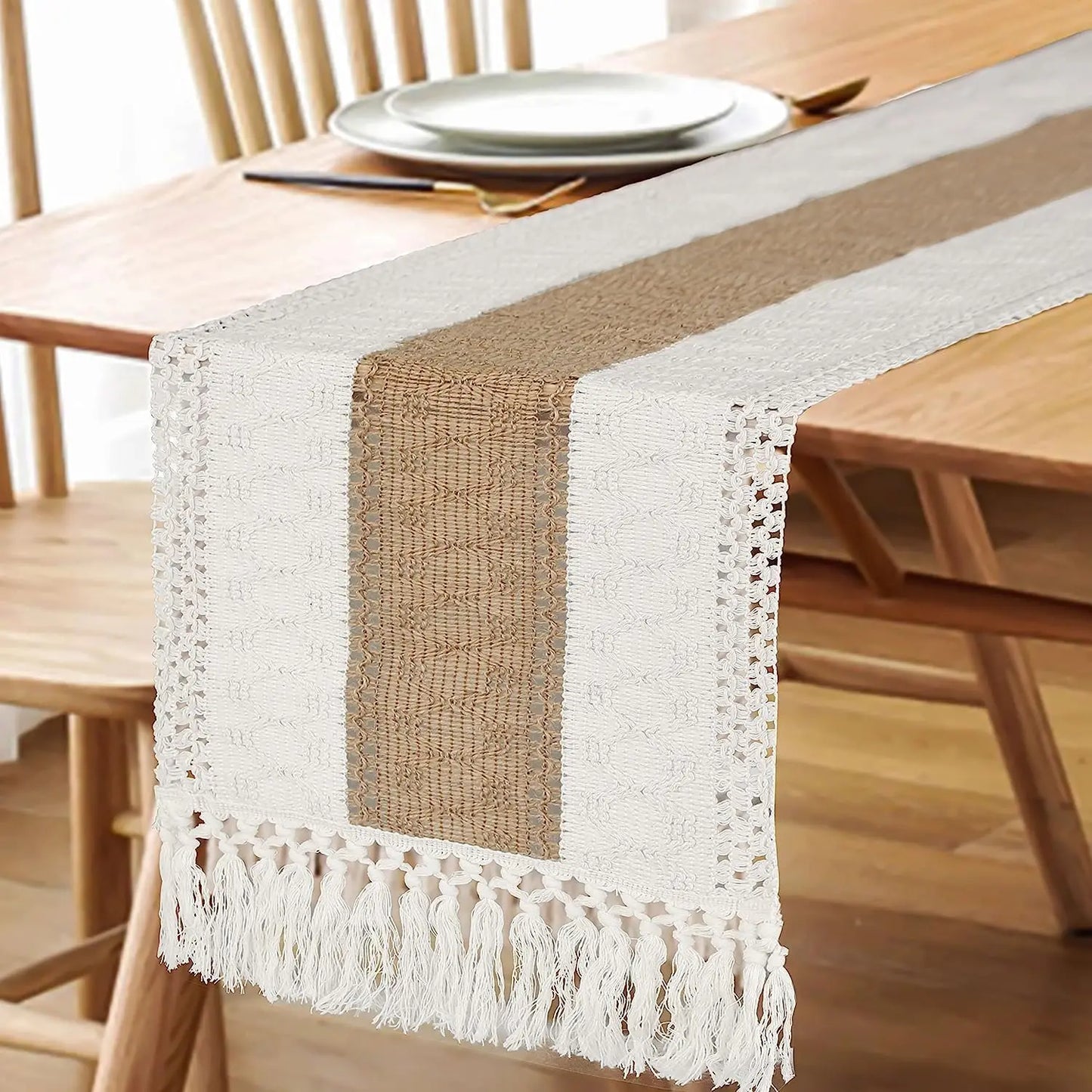 Tafelloper Voor Zomerhuisdecoratie Met Kwastjes