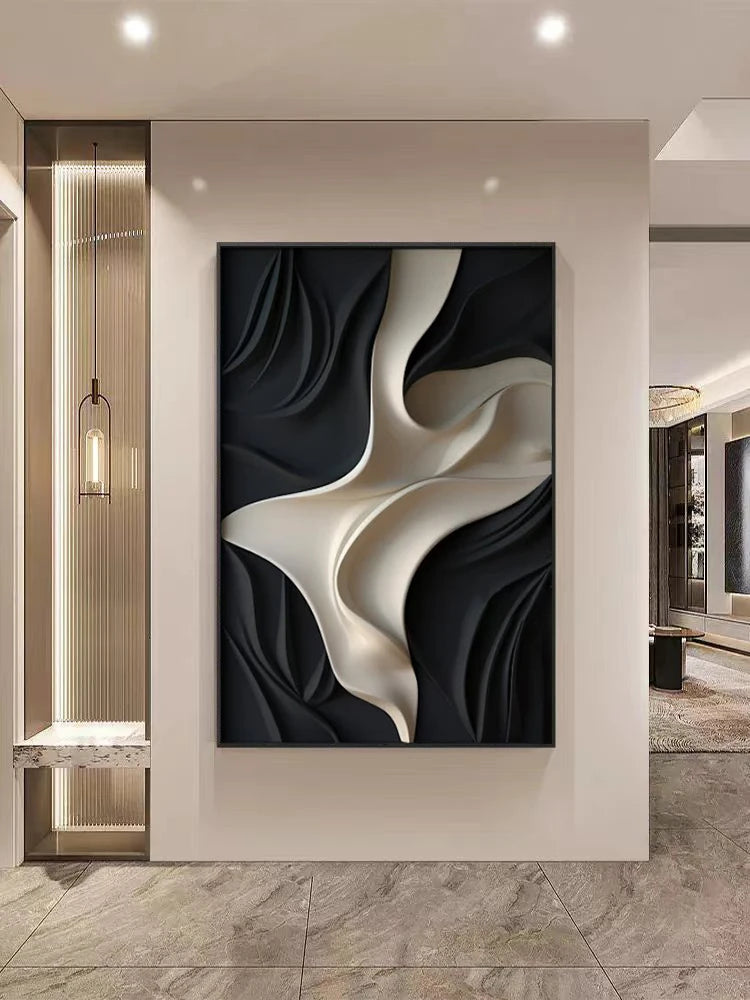 Japandi Muurdecoratie – 3D Wandornament in Neutrale Tinten – Minimalistisch & Modern